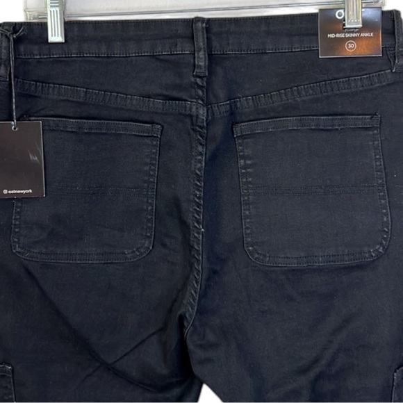 OAT New York Cargo Utilitarian Mid Rise Skinny Ankle Jeans Size 30 In Black - Picture 4 of 11